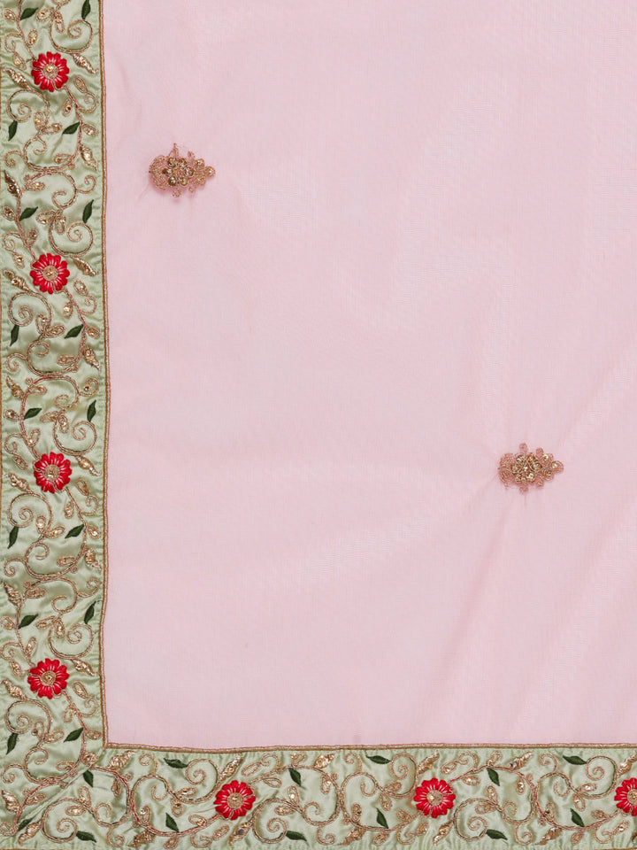 Semi-stitched Lehenga set with floral embroidery