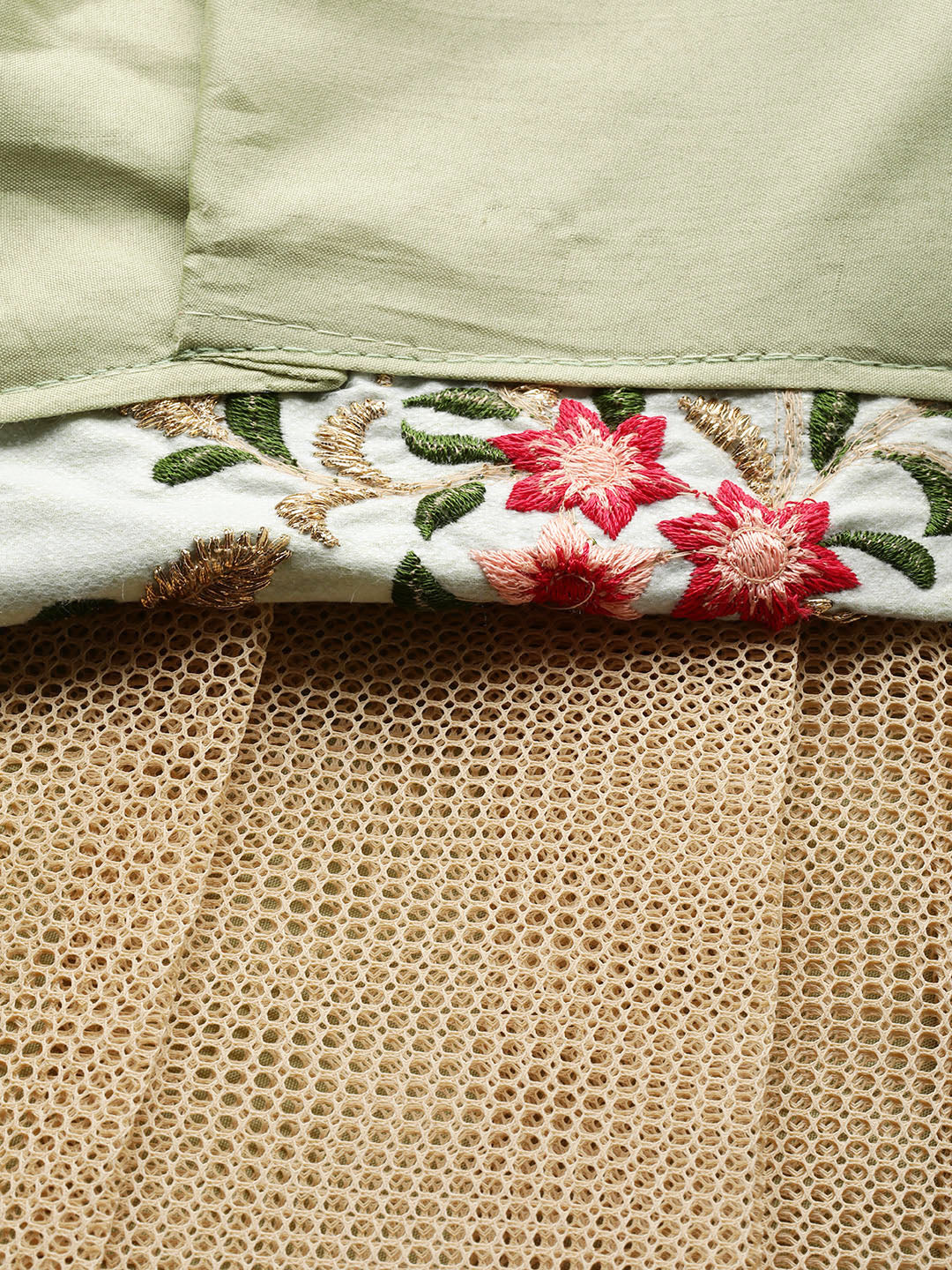 Semi-stitched Lehenga set with floral embroidery