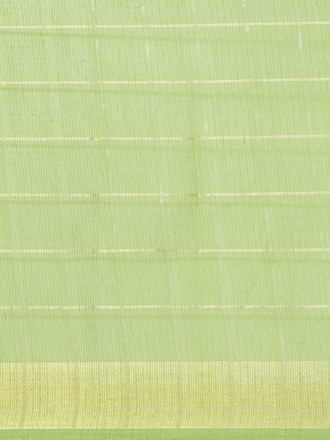 Green Chanderi Silk Kota saree with intricate Zari weaving in a striped pattern Saree