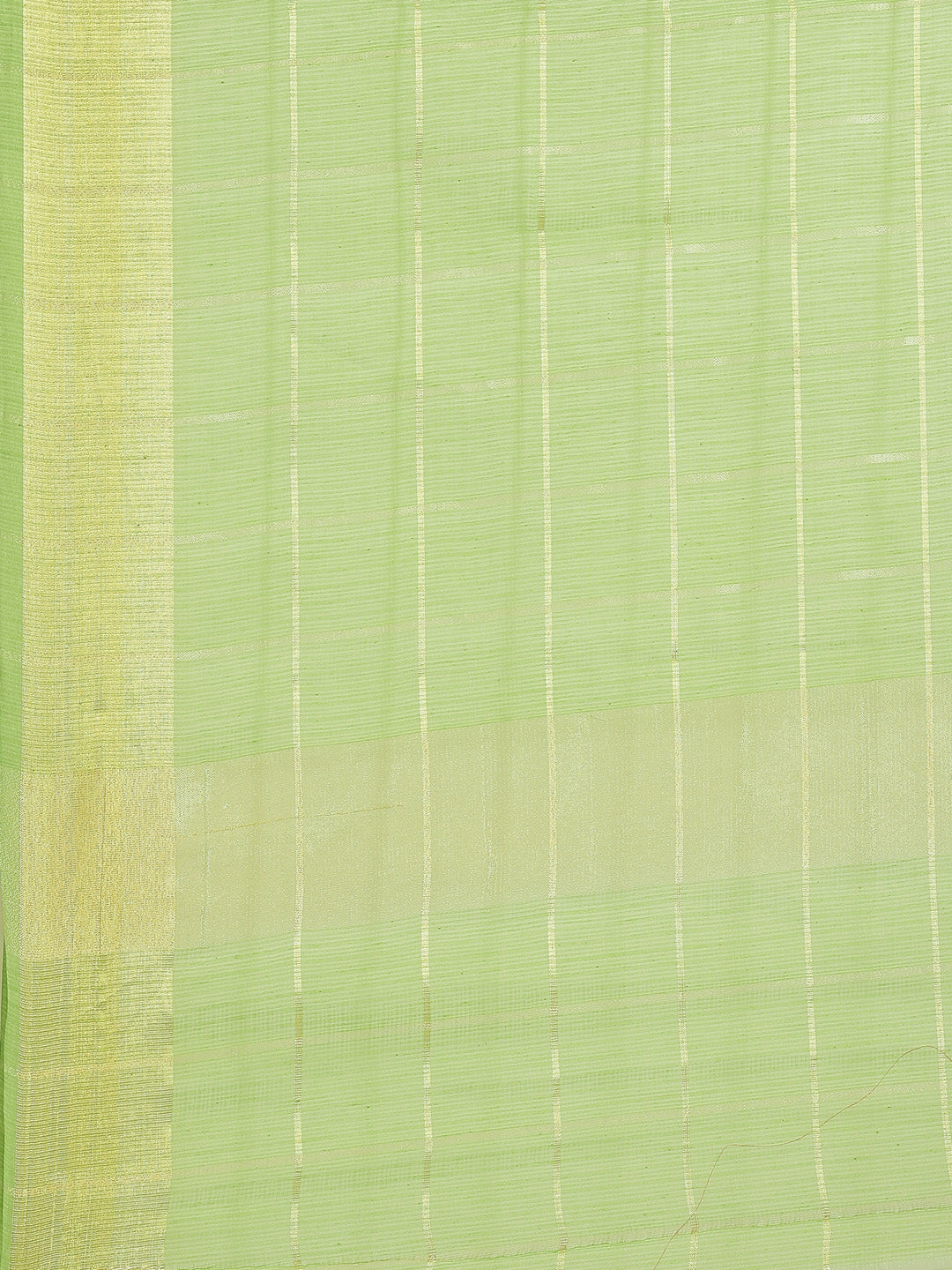 Green Chanderi Silk Kota saree with intricate Zari weaving in a striped pattern Saree