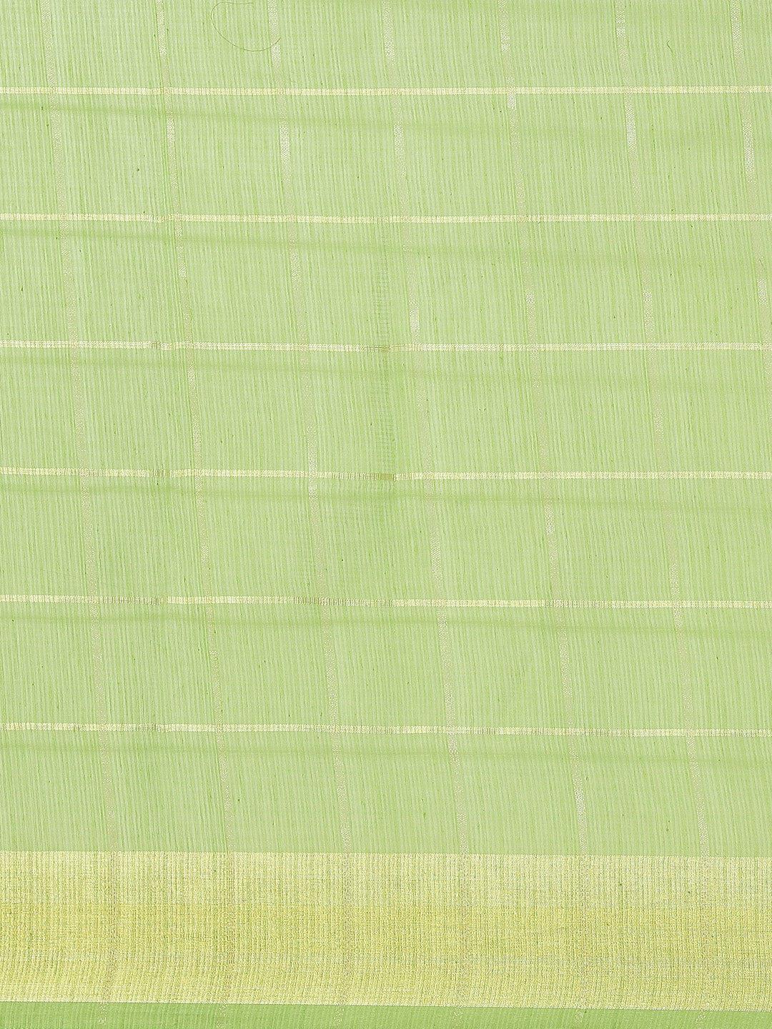Green Chanderi Silk Kota saree with intricate Zari weaving in a striped pattern Saree