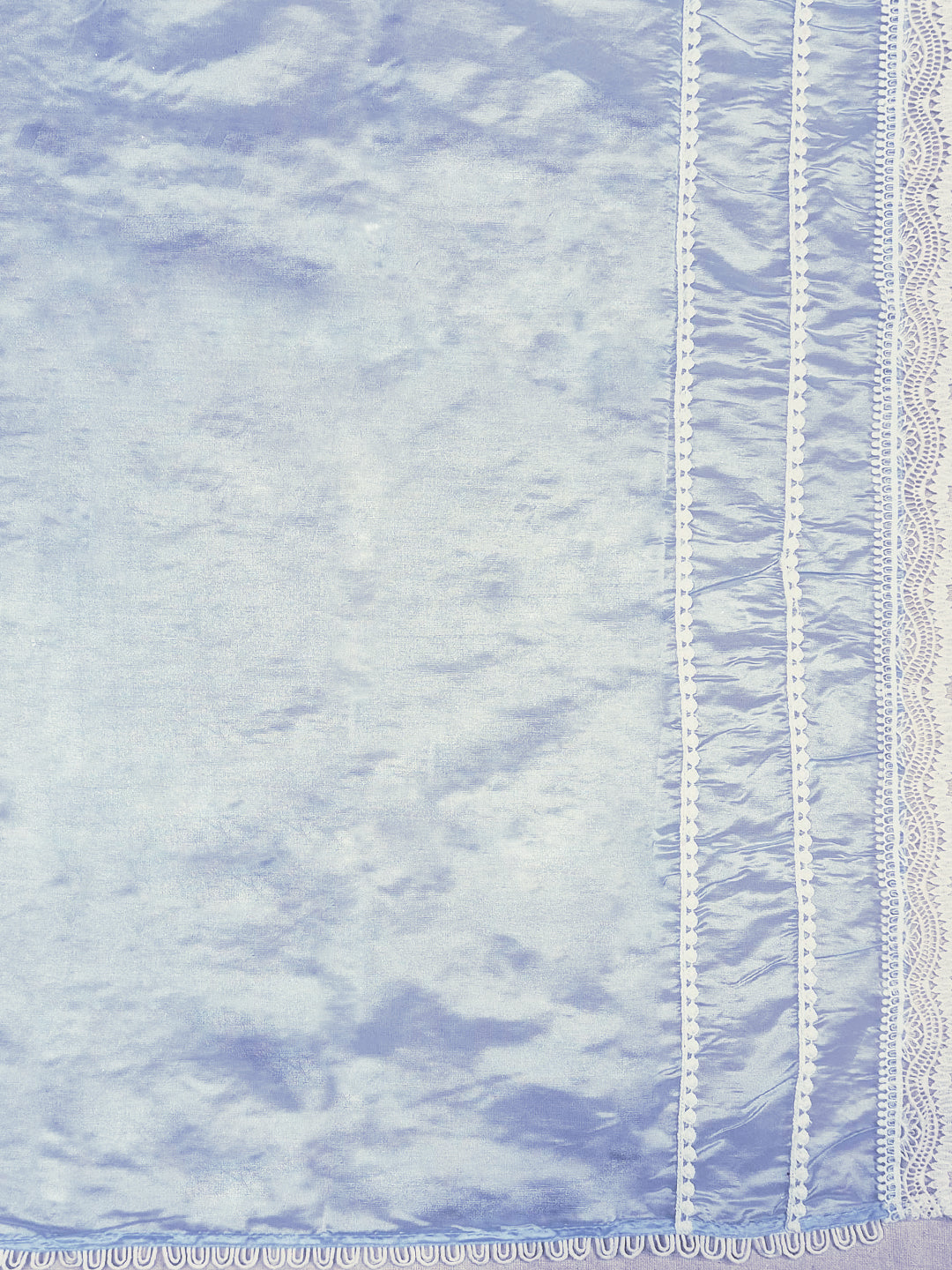 Thread Embroidered Chikankari Angrakha Kurta Set with Floral Motifs & Schiffli Laces