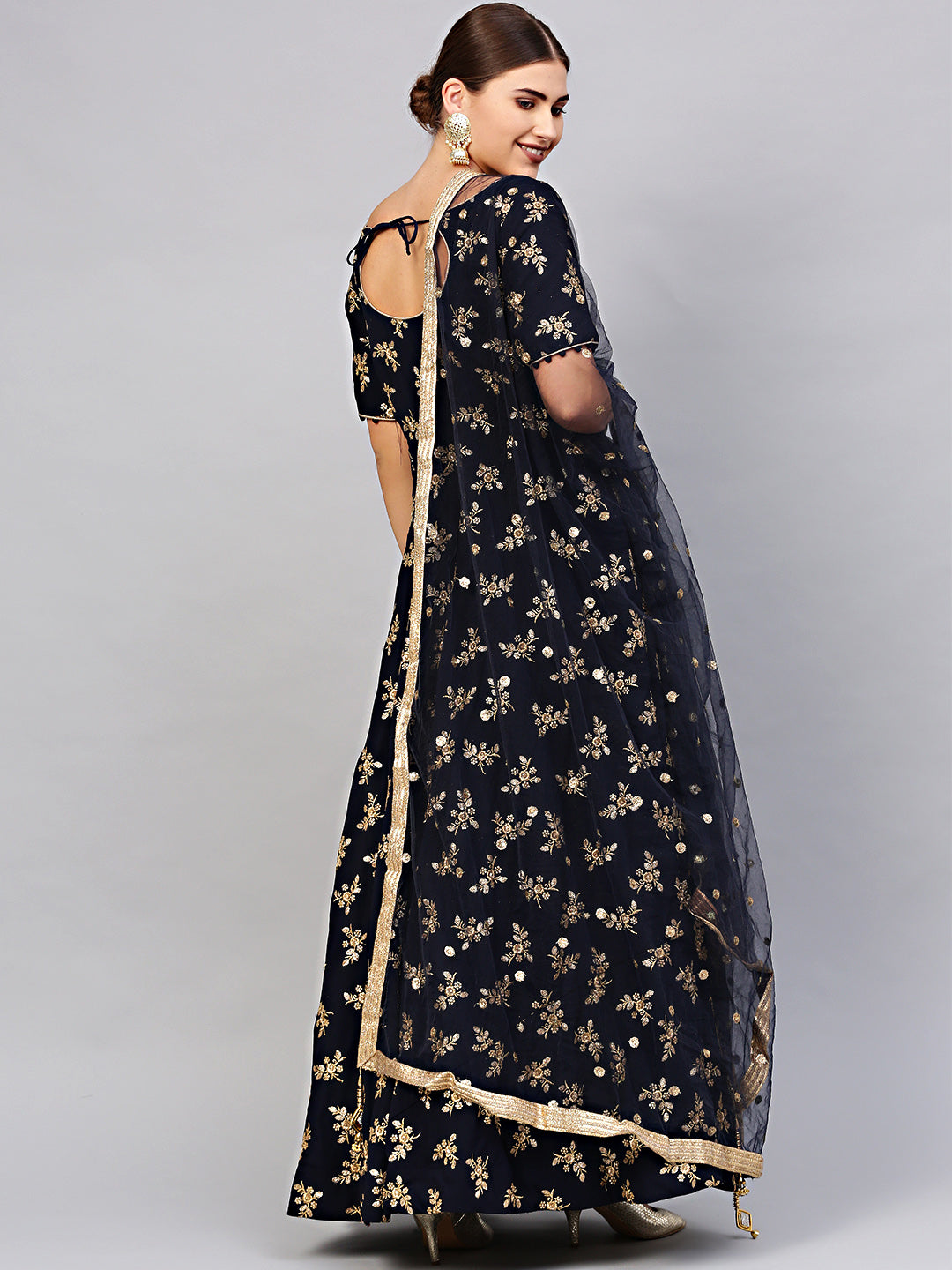 Georgette Anarkali Gown with Sequin Zari Embroidery