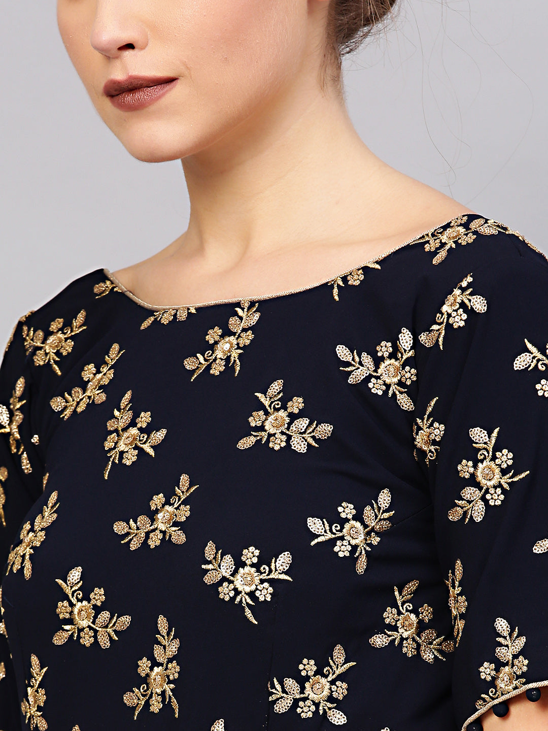 Georgette Anarkali Gown with Sequin Zari Embroidery