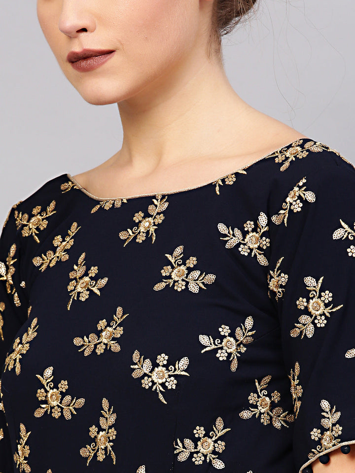Georgette Anarkali Gown with Sequin Zari Embroidery