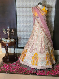 Bespoke Blush and Gold Traditional Embroidered Lehenga