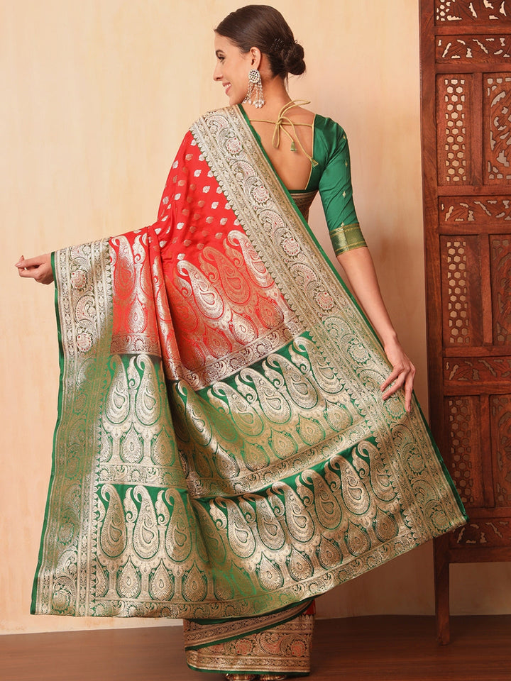 Kanjeewaram Banarasi Silk Half and Half pattern Saree