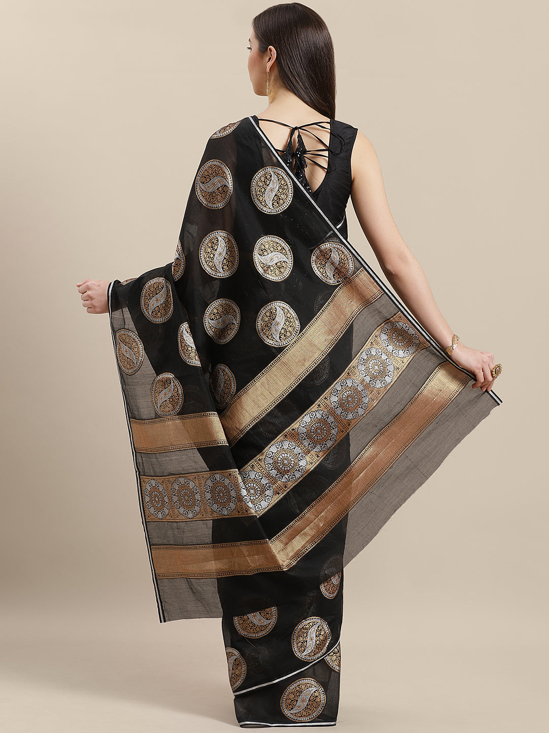 Chanderi Silk saree with Gold and Silver Zari