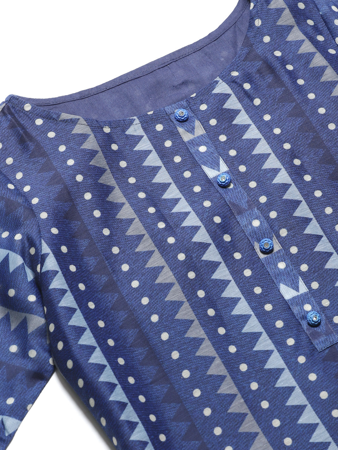 Chanderi Silk Dress Material with Digital Indigo & Indie Print with Maheshwari Dupatta