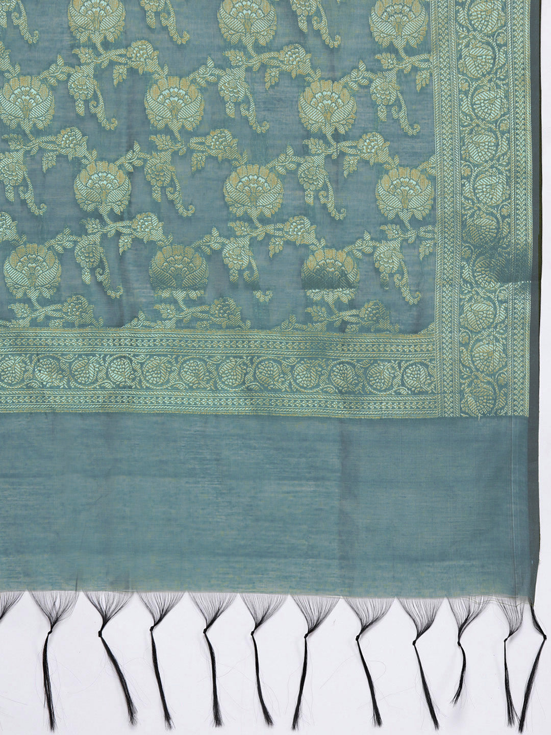 Banarasi Chanderi Silk Unstitched Suit with weaving stripes Dupatta