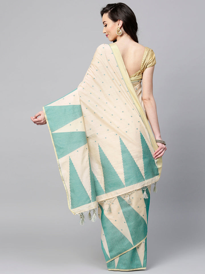 Banarasi Silk Saree with Handloom Woven Temple Pattern