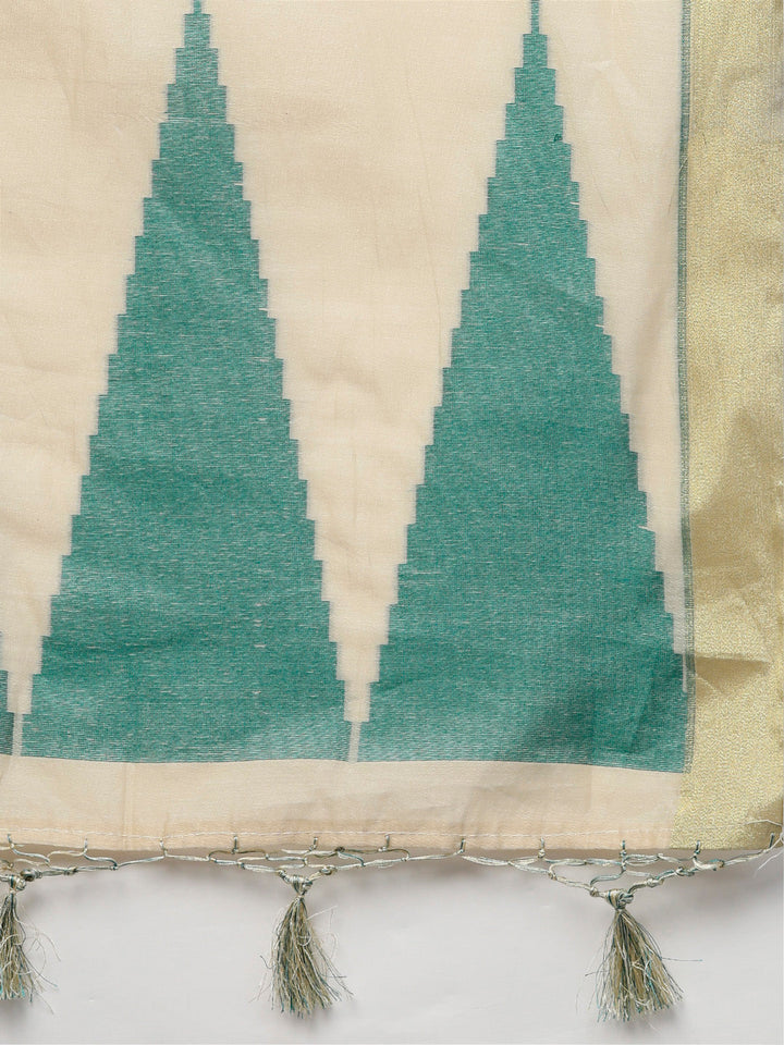 Banarasi Silk Saree with Handloom Woven Temple Pattern