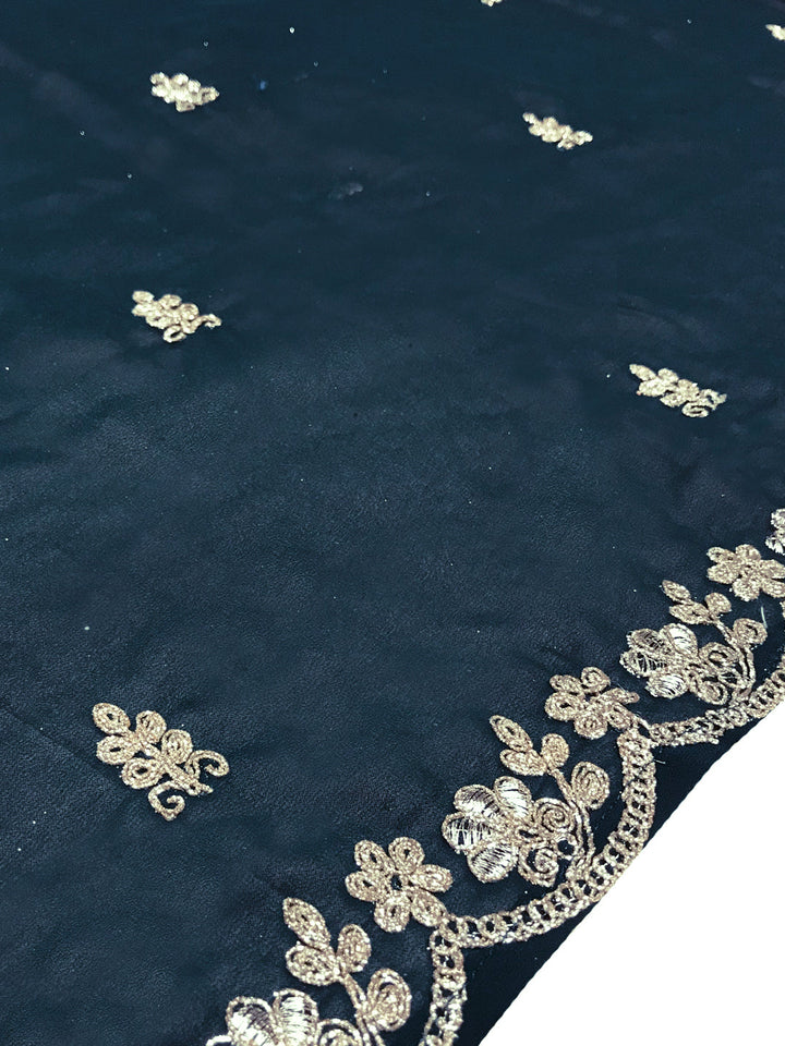 Navy Blue Georgette Flared Lehanga Choli with Zari Work