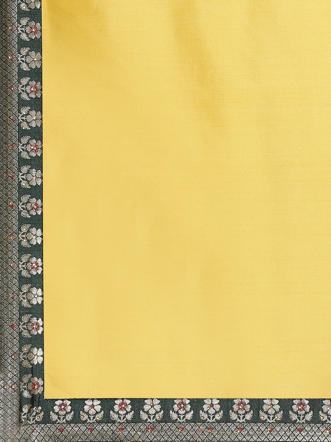 Mustard Art Silk Embellished Saree with contrast Banarasi  Meenakari Border