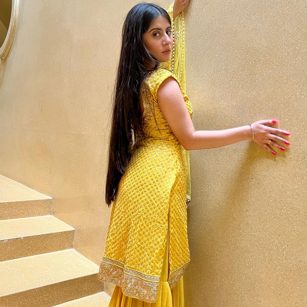 Yellow Haldi Embellished Kurta Sharara Set with Beads Tassels