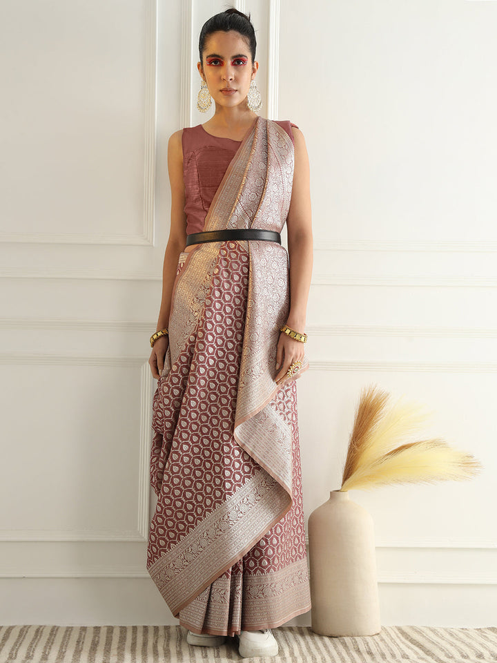 Mauve Kanjeewaram Banarasi Silk Traditional Saree