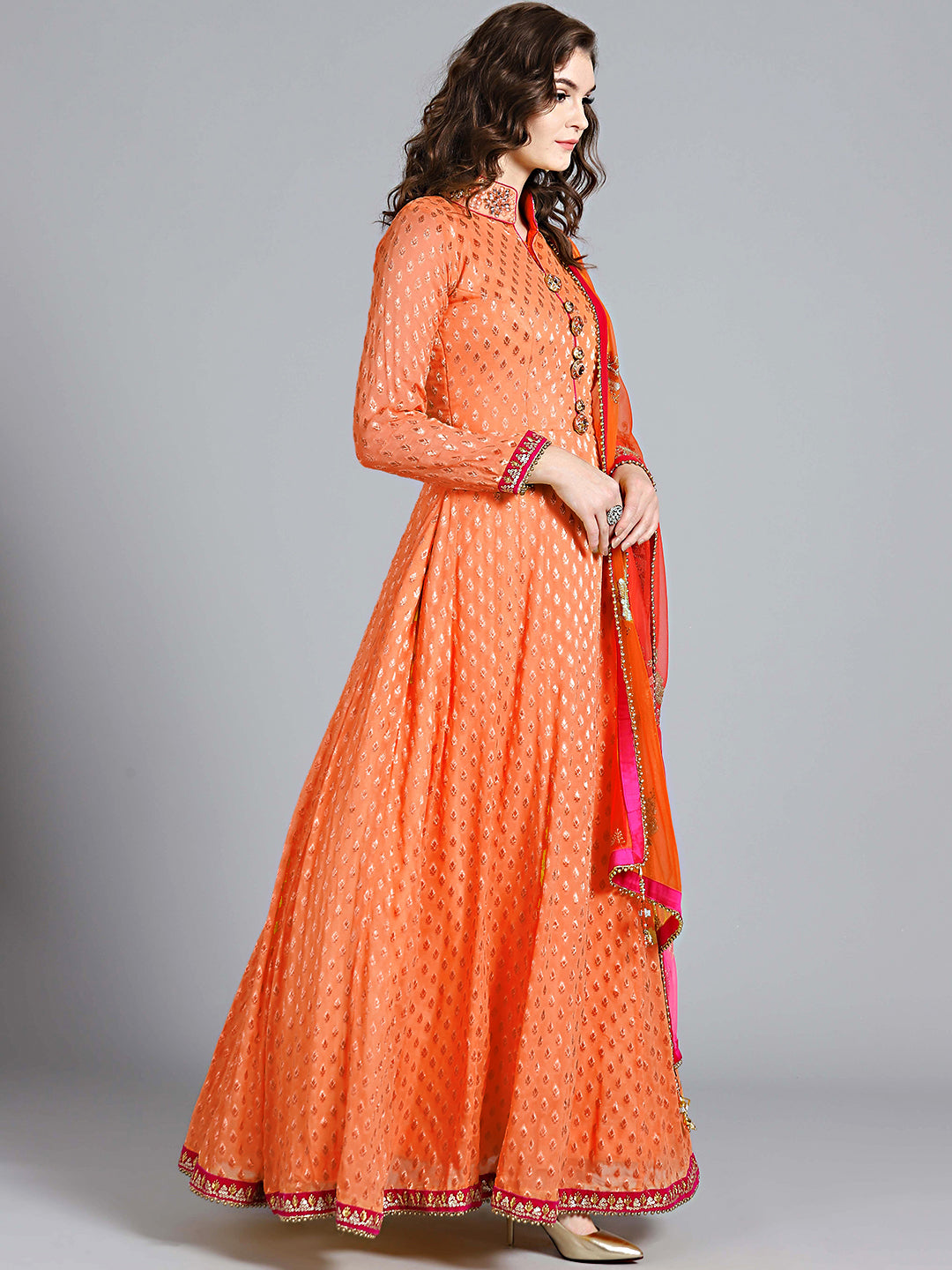 Khaddi Georgette Woven Suit with Embroidered Dupatta