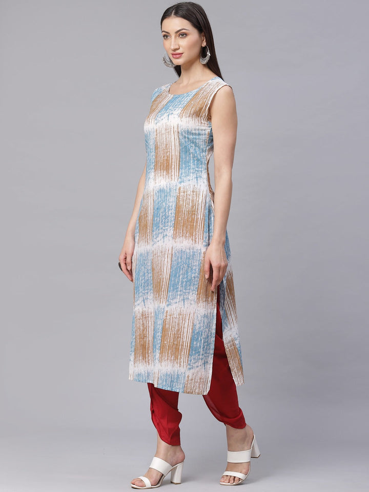Made to Measure Printed Fusion Kurta Dhoti Set with Geometrical Print High Slit Jacket