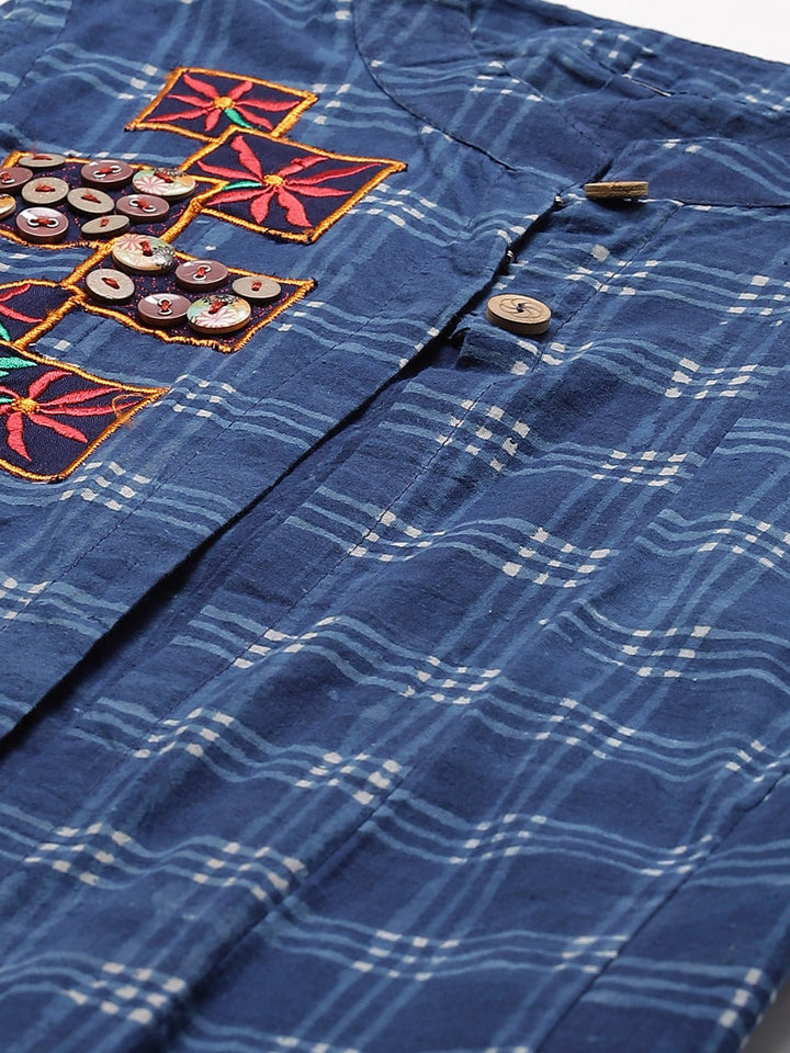 Made to Measure Printed Fusion Kurta Dhoti Set with Geometrical Print High Slit Jacket