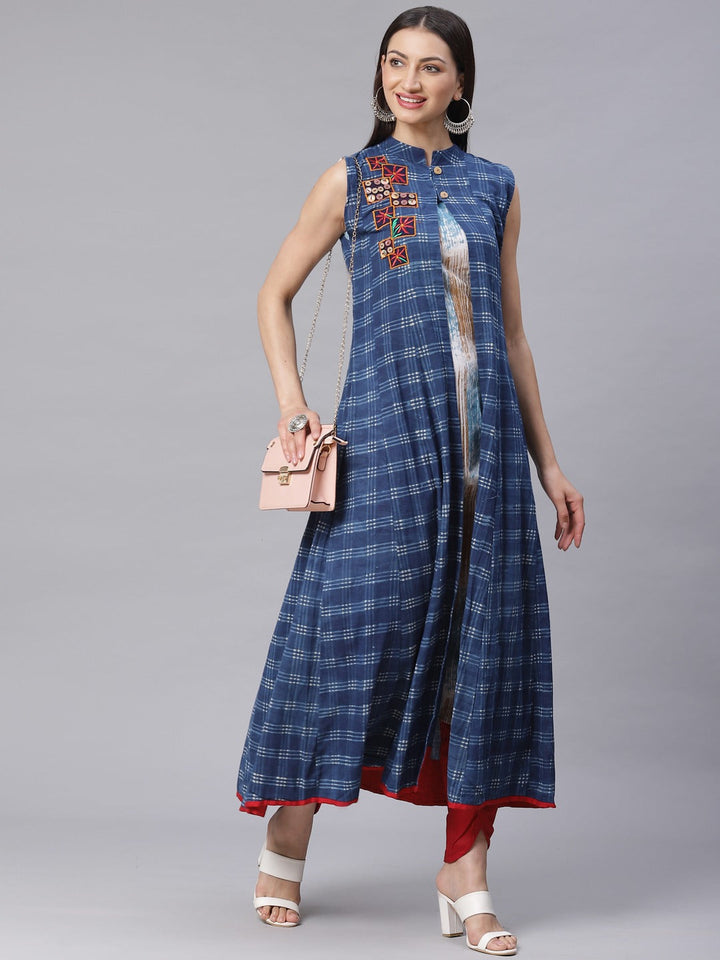 Made to Measure Printed Fusion Kurta Dhoti Set with Geometrical Print High Slit Jacket