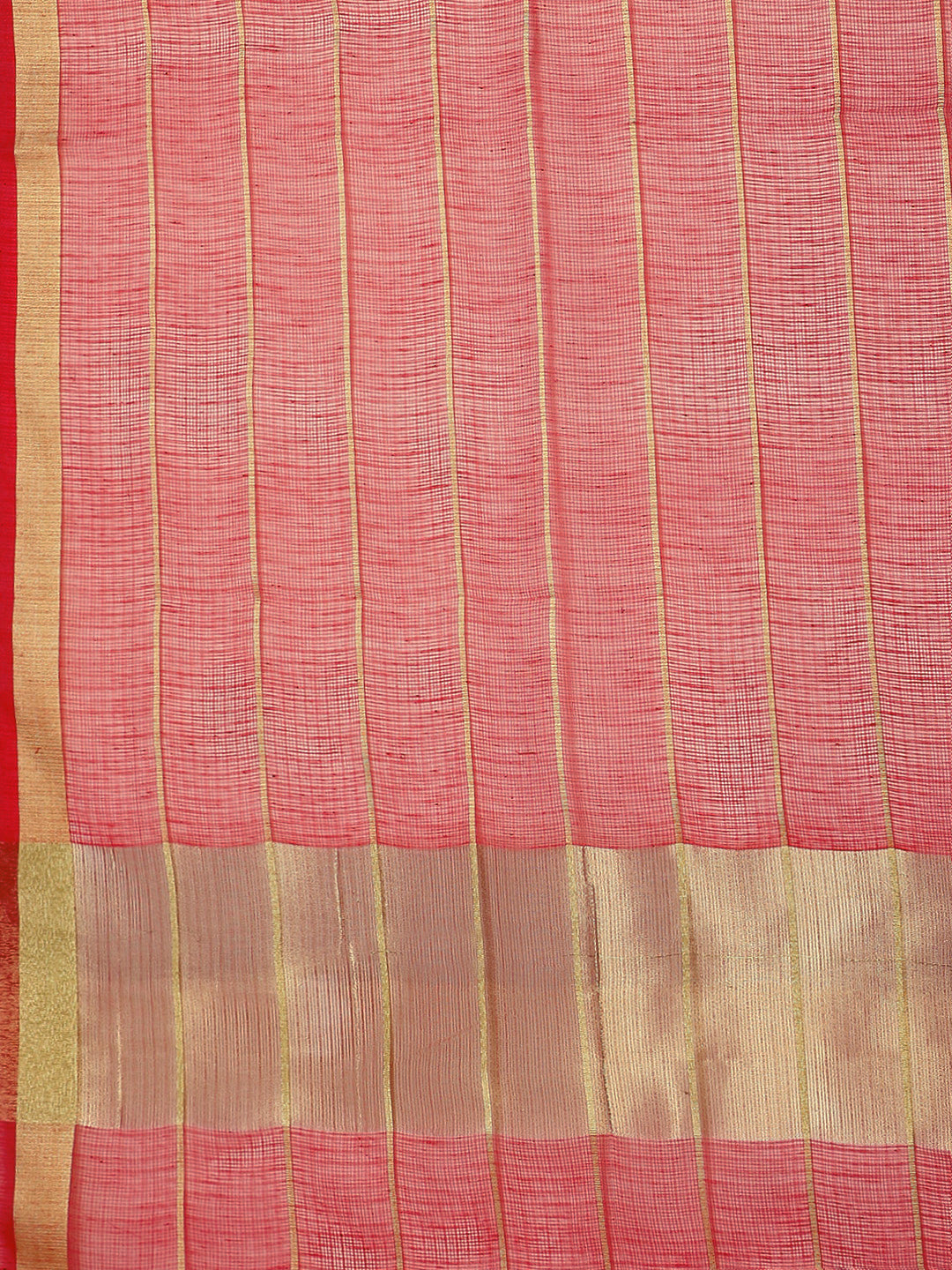 Chanderi Silk saree with intricate Zari weaving in a striped pattern