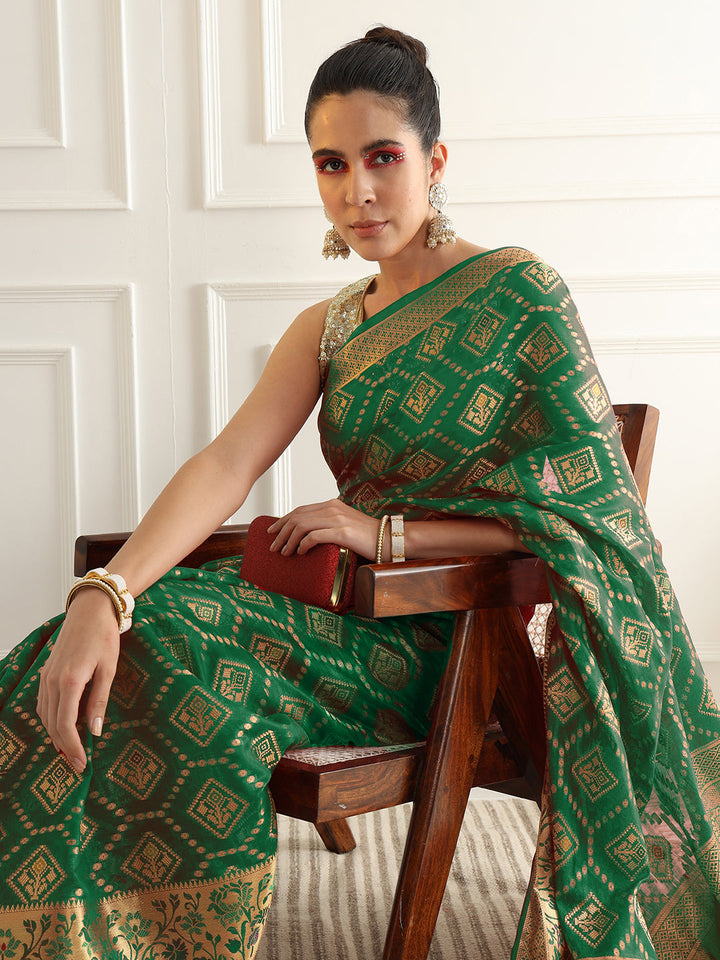 Chanderi Silk Resham & Zari Woven Meenakari Saree