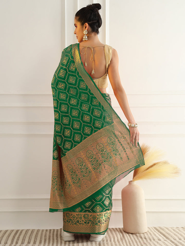 Chanderi Silk Resham & Zari Woven Meenakari Saree