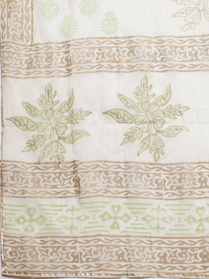 Pure Cotton Cambric Block Printing Dress Material with Gotta-Patti Embroidery & Sharara