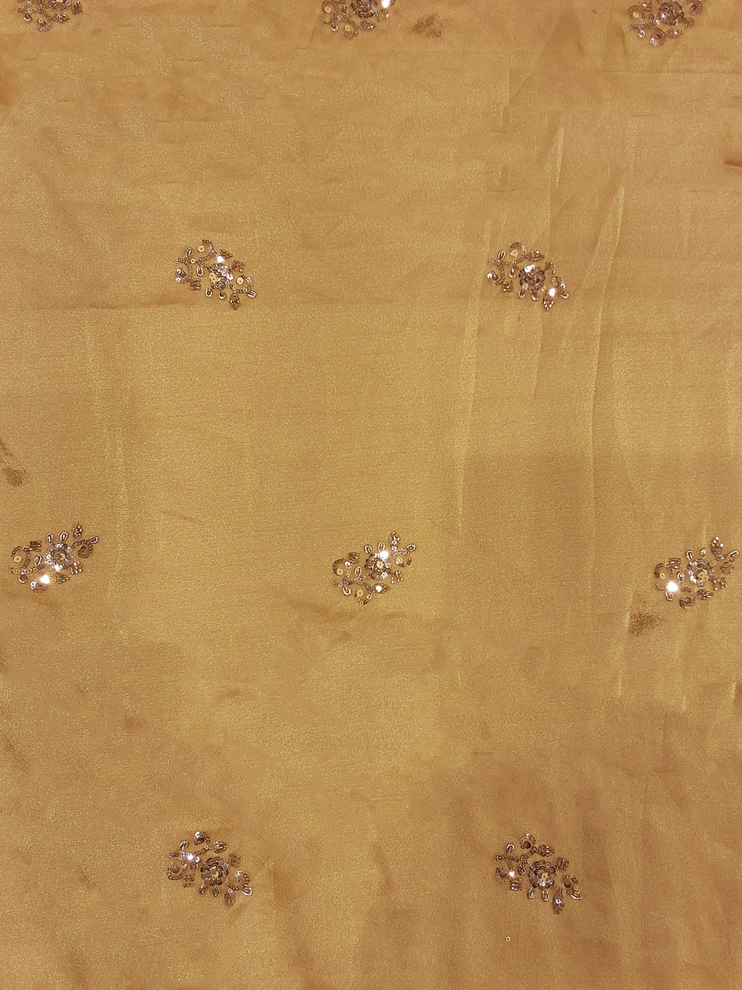 Golden Yellow Sequin Embroidered Silk Saree with Zari Border and Blouse Piece