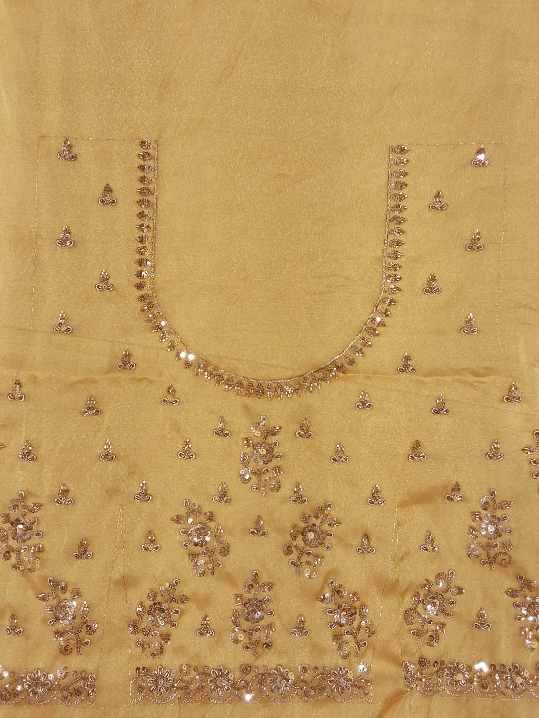 Golden Yellow Sequin Embroidered Silk Saree with Zari Border and Blouse Piece