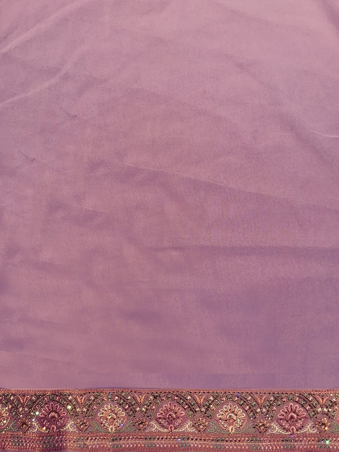 Pink Georgette Saree with Paisley Zari & Sequin Border and Blouse Piece