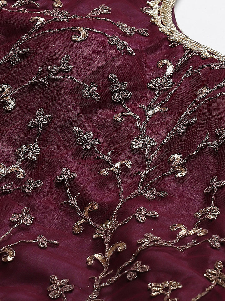 Made to Measure Gold Zari Embroidery Kurta Sharara Set with Net Dupatta & Bell Sleeves