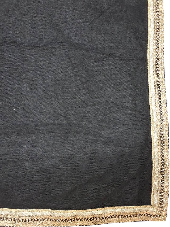 Black Multicolor Embroidered Sharara Suit with Net Dupatta