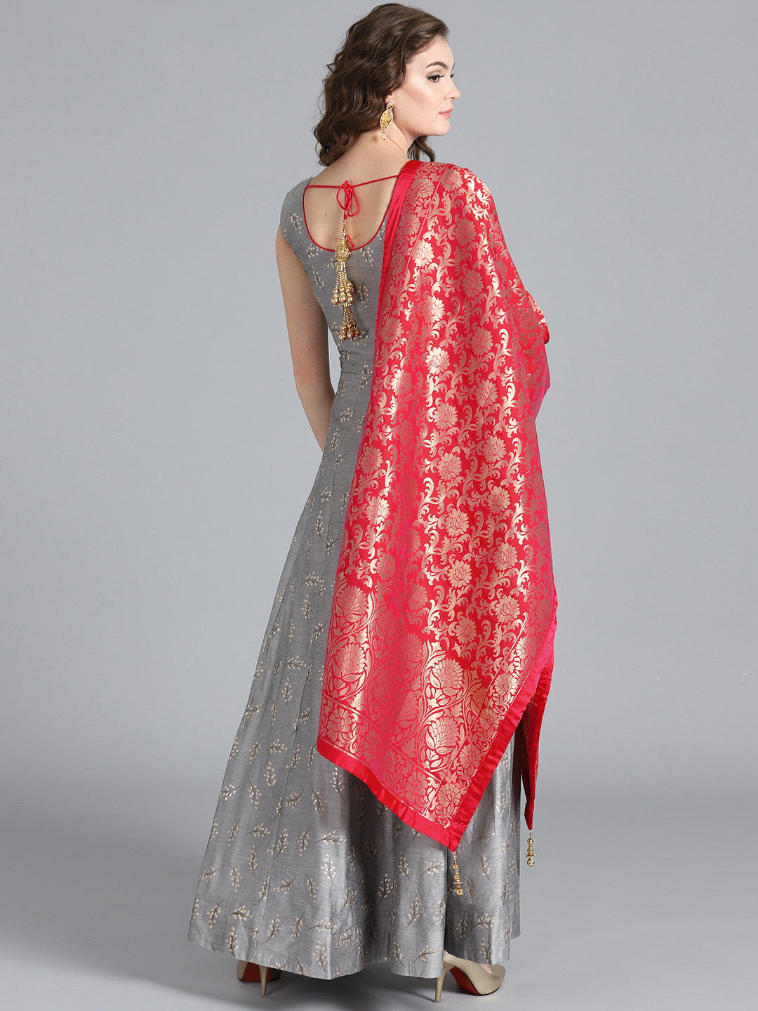Angrakha Embossed Suit with Banarasi Dupatta