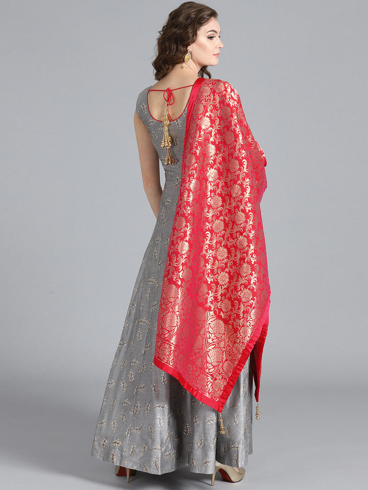 Angrakha Embossed Suit with Banarasi Dupatta