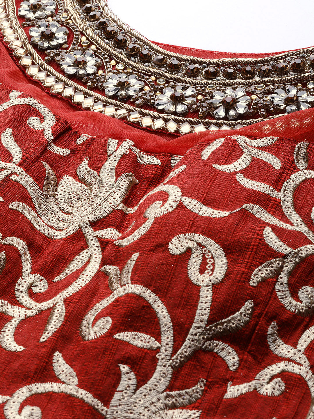 Anarkali Cocktail Gown with Embellished Neckline and Kasab Embroidery
