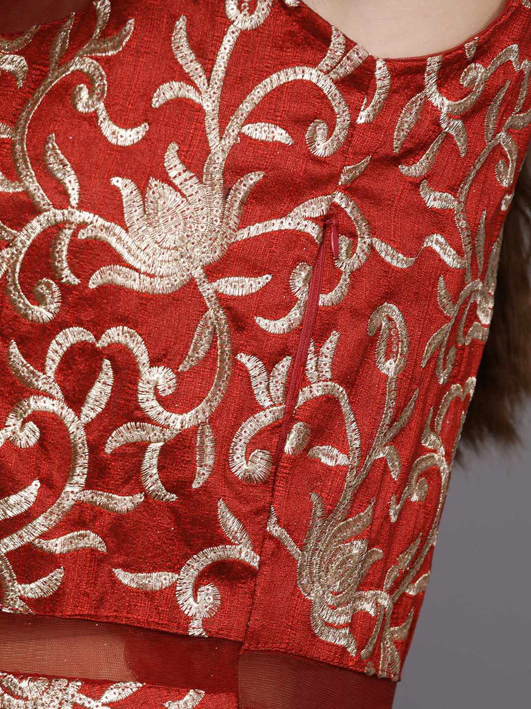 Anarkali Cocktail Gown with Embellished Neckline and Kasab Embroidery