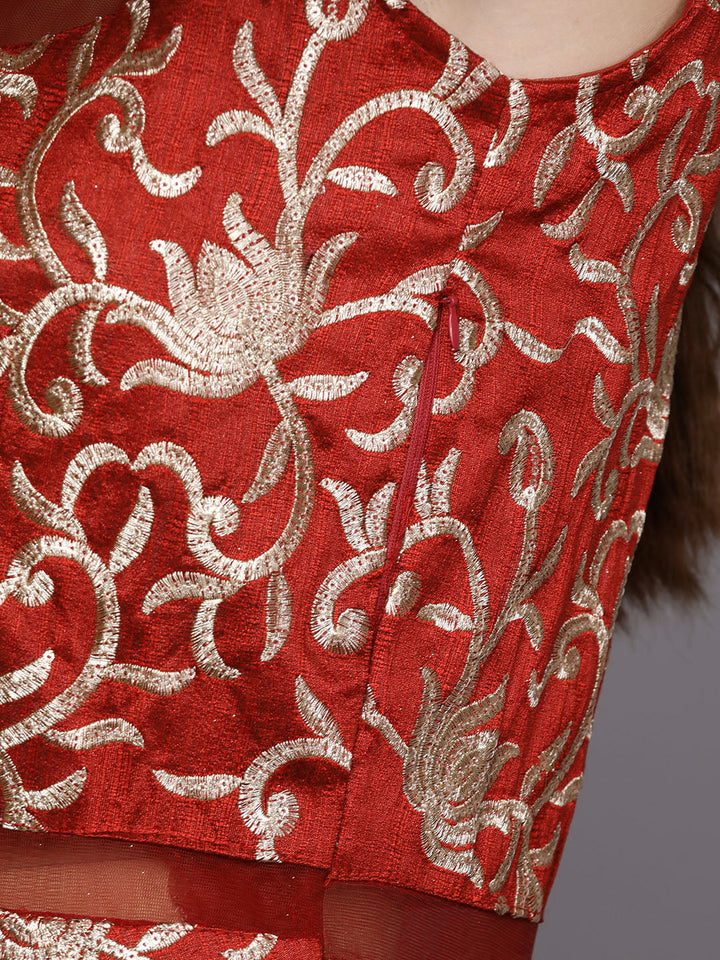 Anarkali Cocktail Gown with Embellished Neckline and Kasab Embroidery