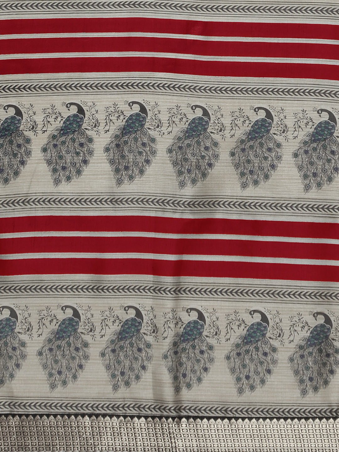 Black Bhagalpuri Printed Peacock motifs Art Silk Saree