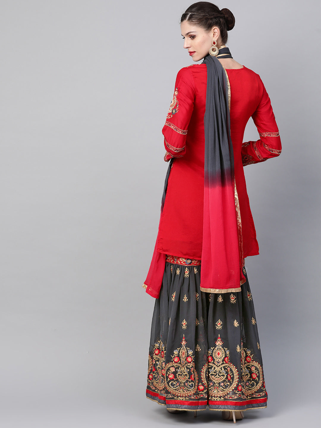 Embellished Kurta Sharara Set with Zari and Resham