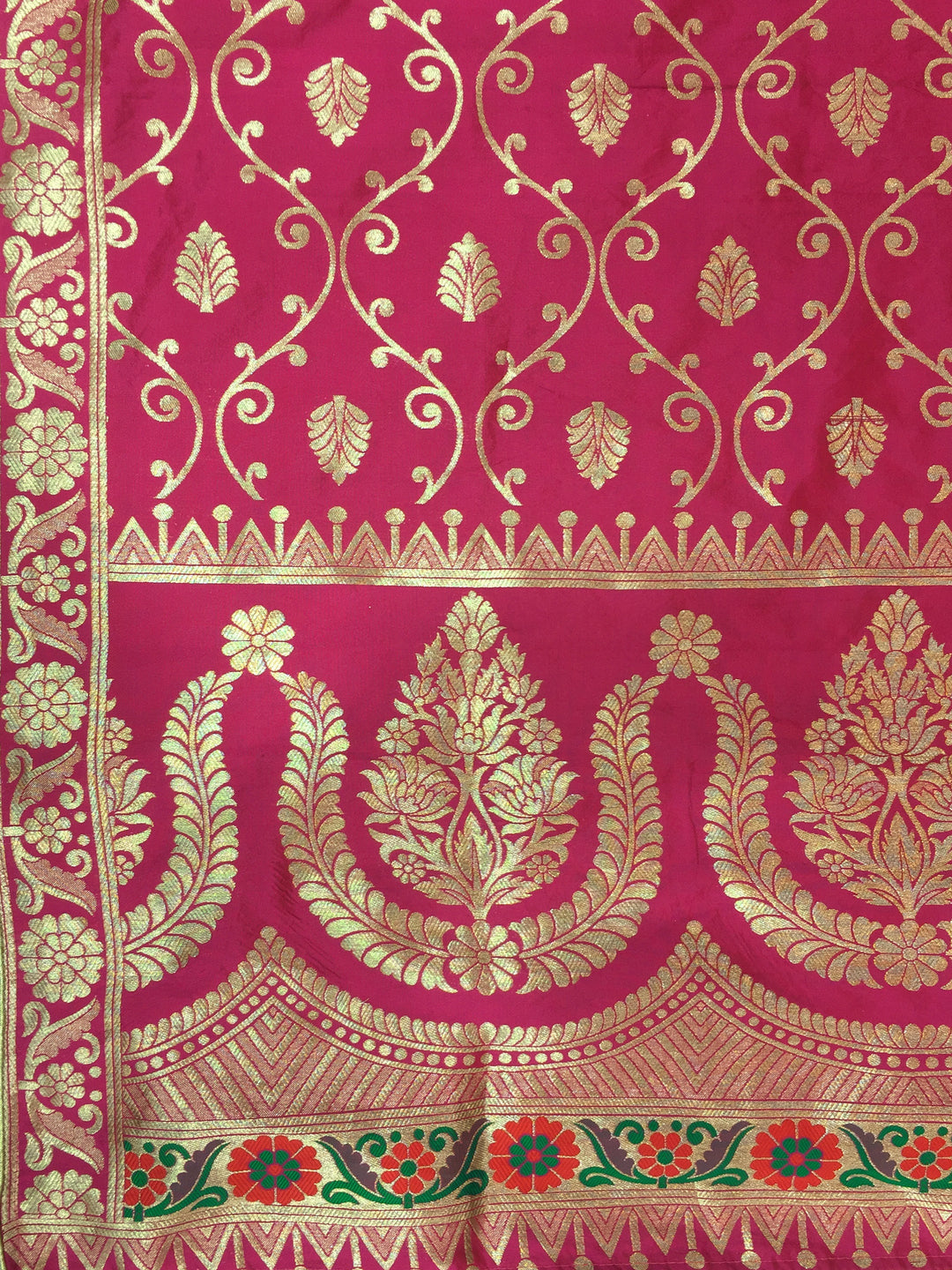 Teal Green & Magenta  Embroidered Banarasi Silk Lehenga Choli & Dupatta
