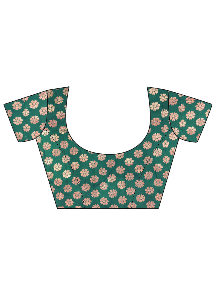 Teal Green & Magenta  Embroidered Banarasi Silk Lehenga Choli & Dupatta