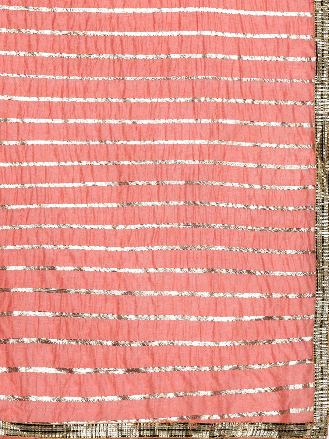 Peach Cotton Embroidery Unstitch Suit Salwar Set With Stripes Dupatta