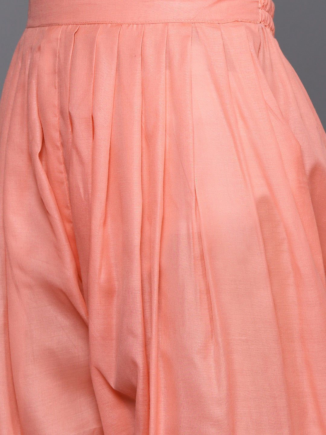 Peach Cotton Embroidery Unstitch Suit Salwar Set With Stripes Dupatta