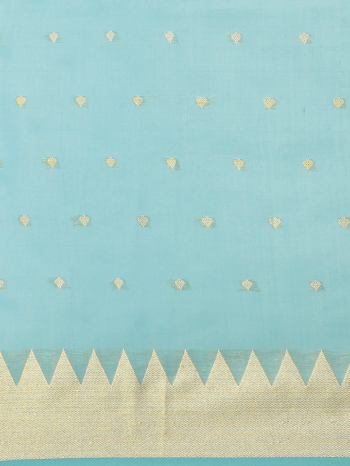 Handloom Chanderi Saree with Temple Style Copper Resham Weaving