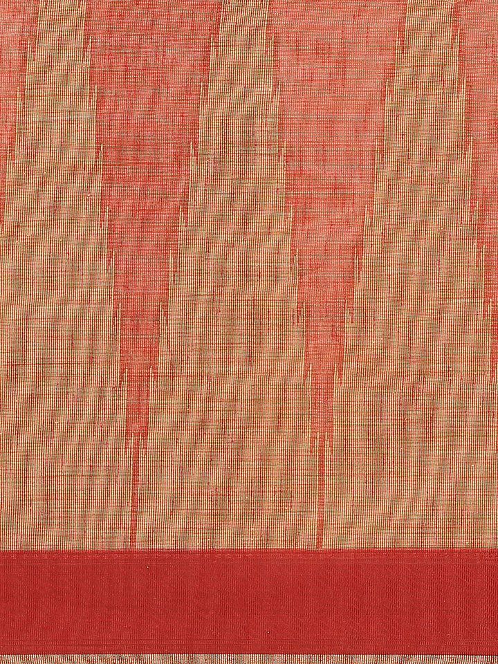 Jute Silk Resham Self embossed Saree with Kanjivaram Temple Pattern & Contrast Border