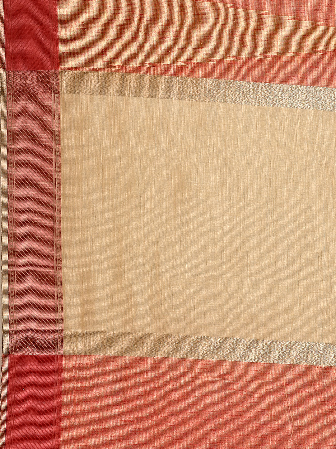 Jute Silk Resham Self embossed Saree with Kanjivaram Temple Pattern & Contrast Border