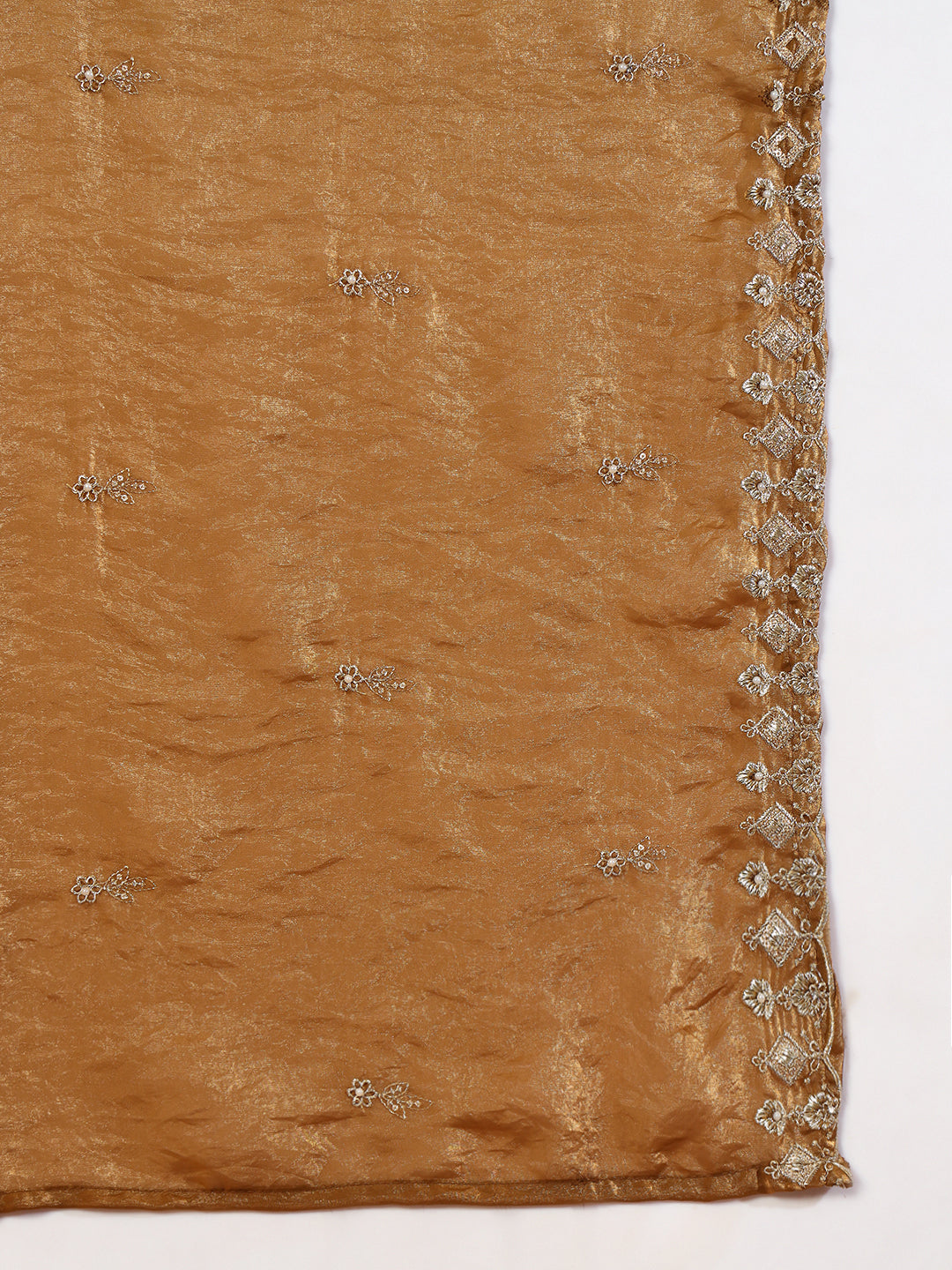 Mustard Zari Beads & Sequin Embellished Jacket Kurta Pant Set with Embroidery Dupatta
