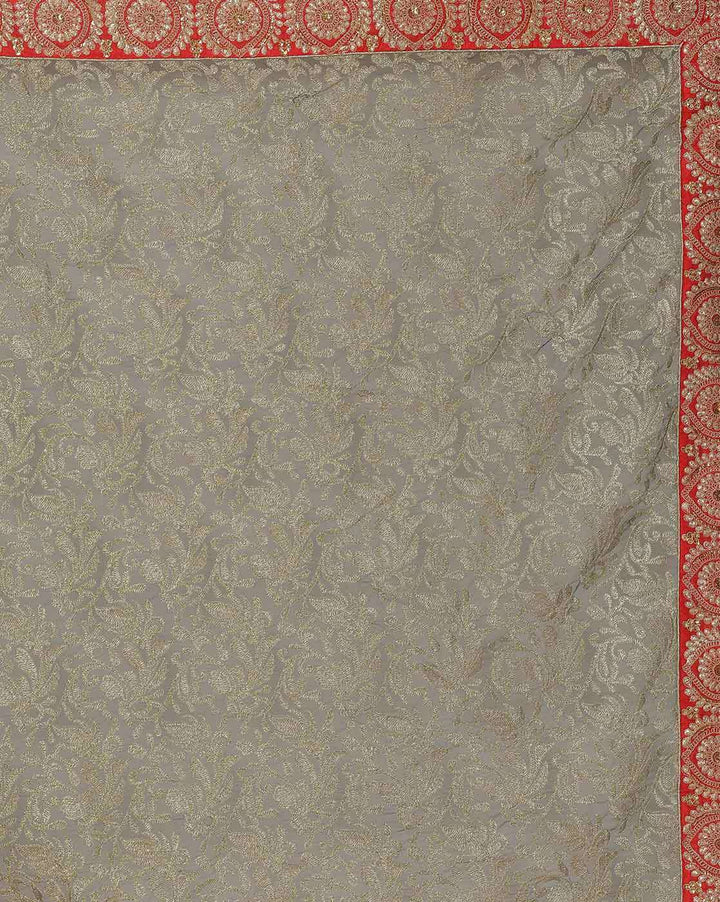 Georgette Embellished Bling Saree with Comtempary Foiliing and Red contrast Border
