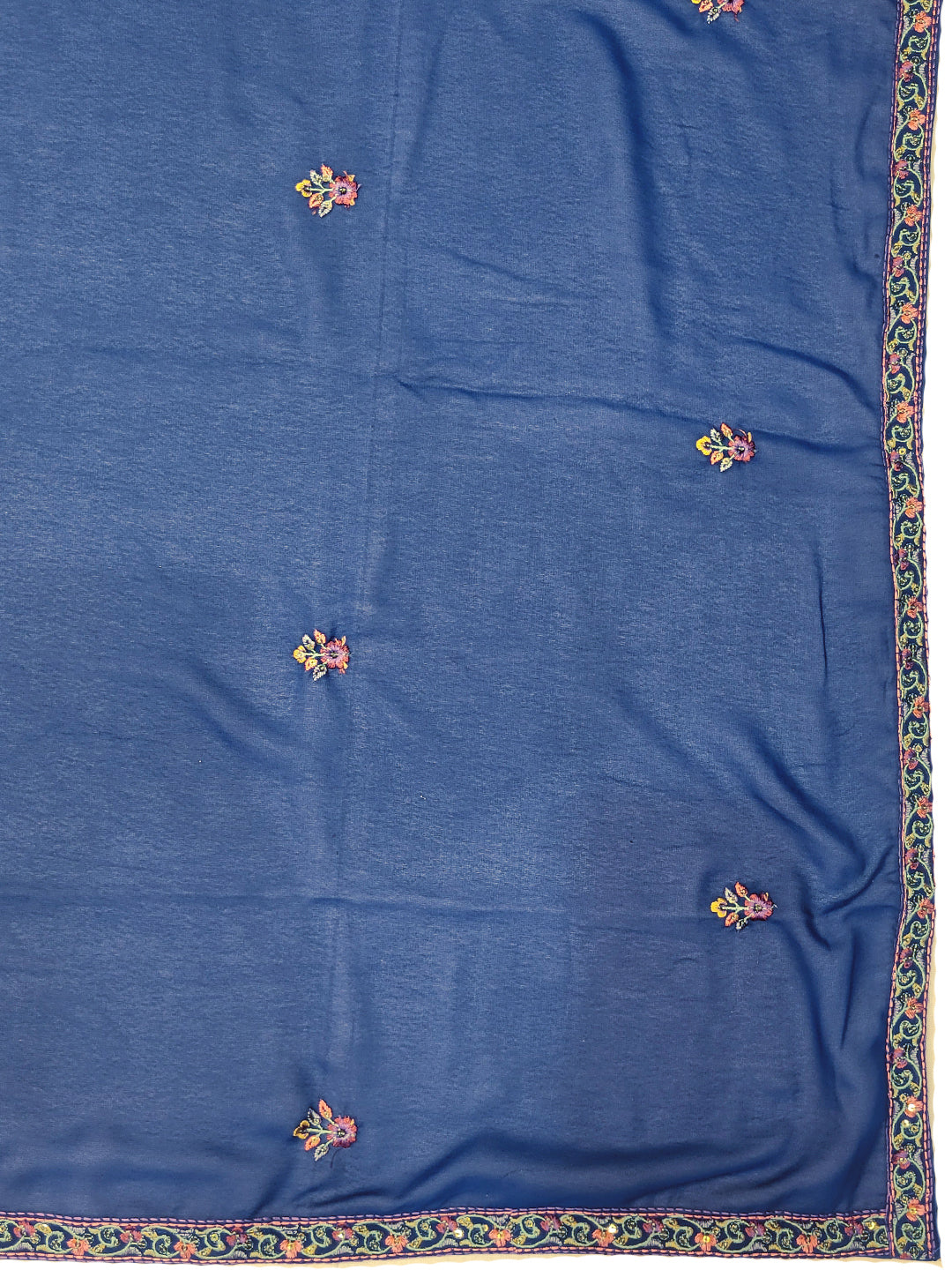 Mandala Embroidered Sleeveless Top with Palazzo Set in Navy Blue